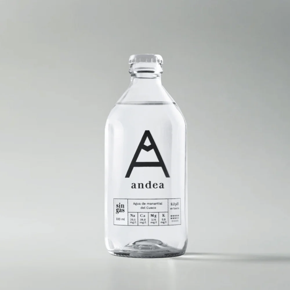 AGUA ANDEA VIDRIO 330 ML SIN GAS PAQ X 15 UND